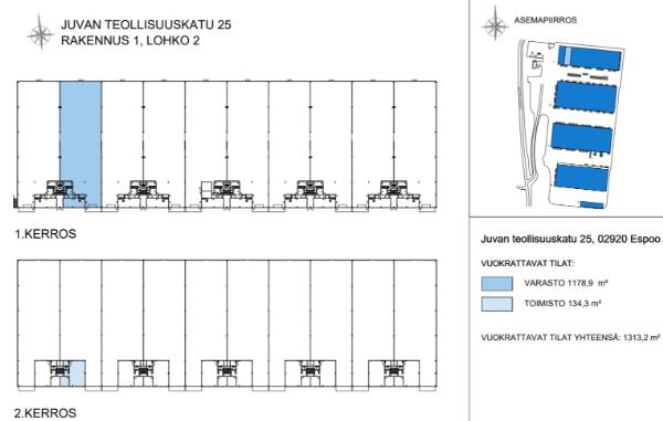 Juvan Teollisuuskatu 25, Espoo, 1358 m² varasto, toimisto