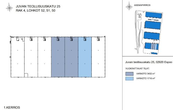 Juvan Teollisuuskatu 25, Espoo, 3432 m² varasto