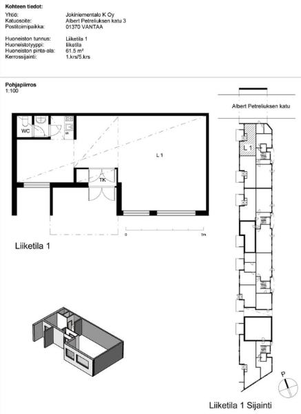 Albert Petreliuksen katu 3, Vantaa, 61.5 m&sup2; liiketila, toimisto
