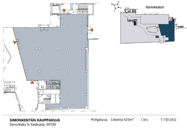 Simonkatu 9, Helsinki, 425 m&sup2; liiketila