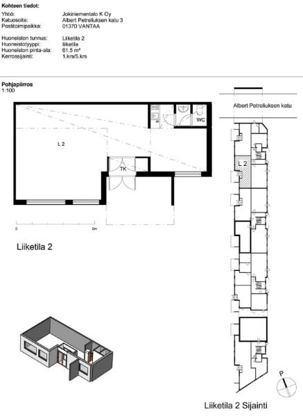 Albert Petreliuksen katu 3, Vantaa, 62 m&sup2; liiketila, toimisto
