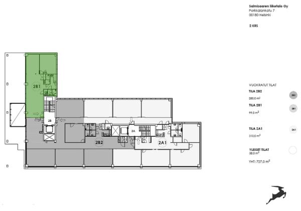 Porkkalankatu 7, Helsinki, 99 m&sup2; liiketila, toimisto
