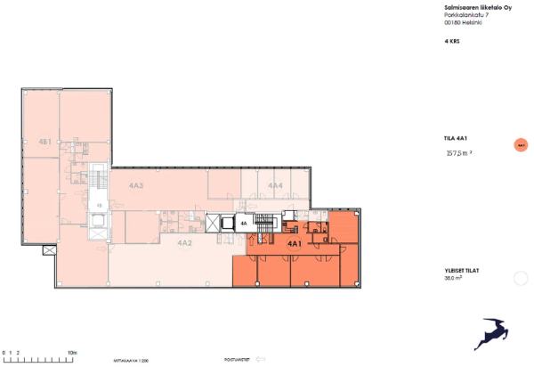 Porkkalankatu 7, Helsinki, 158 m&sup2; liiketila, toimisto